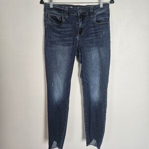 Kut from the‎ Kloth Connie Ankle Skinny Jeans Blue Raw Hem Womens 8